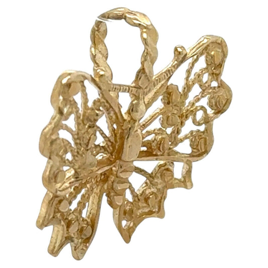 Butterfly 14k Yellow Gold Pendant Charm 2.7g
