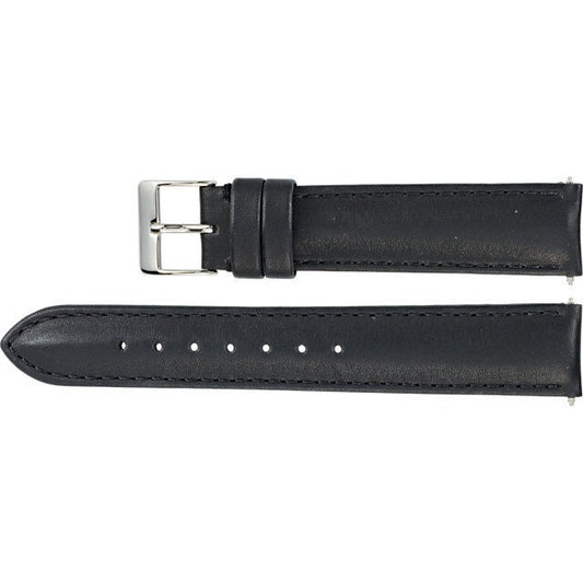 Men's 18mm Regular Black Leather Water-Resistant Padded Watch Strap Band
