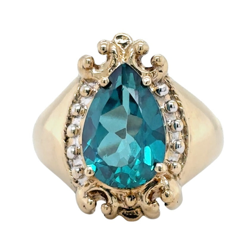 Vintage 10k Yellow Gold Green Spinel Solitaire Size 6.75 Ring 5.6g