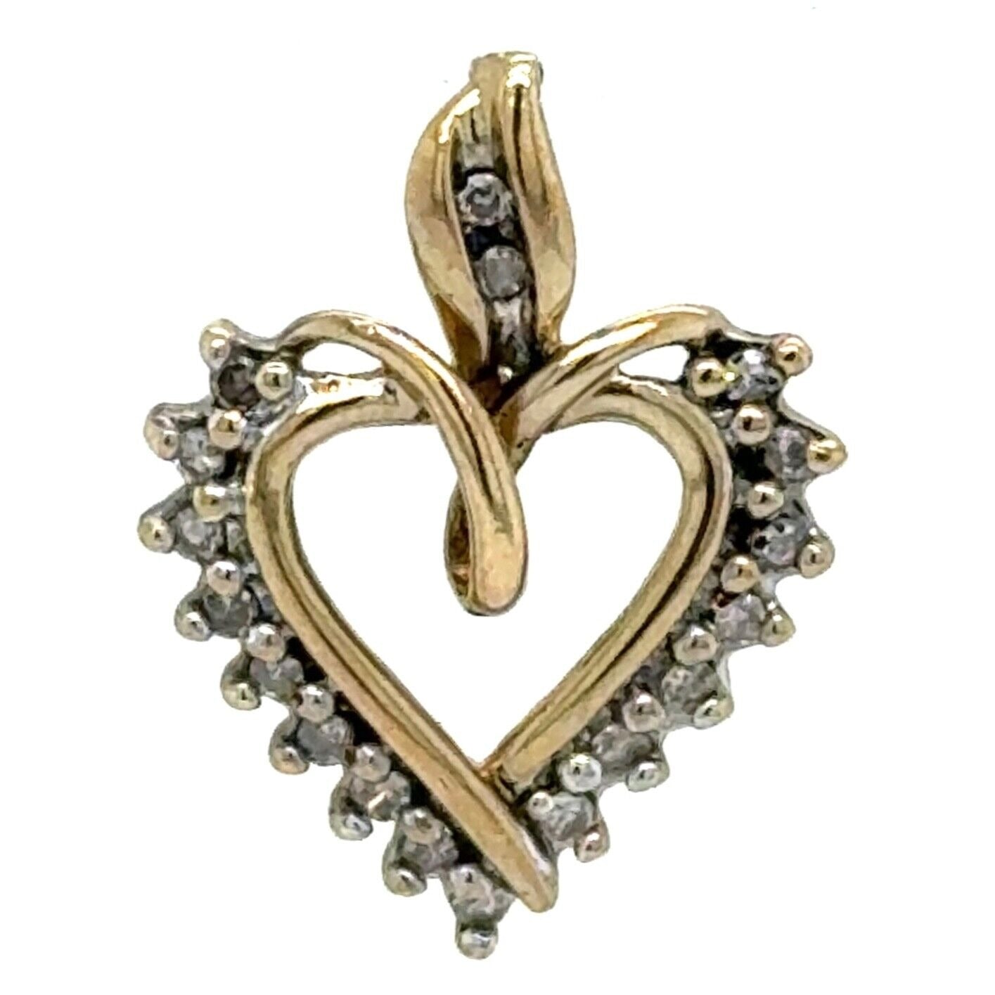 1/6ctw Diamond Heart Pendant 10k Yellow Gold 1.0g