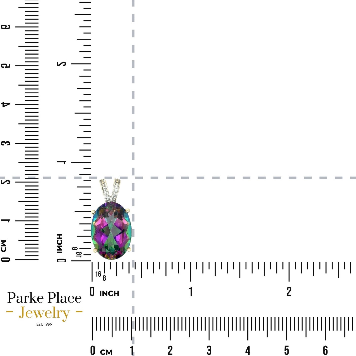 10k Yellow Gold Mystic Topaz Solitaire Oval Pendant Diamond 2.6g