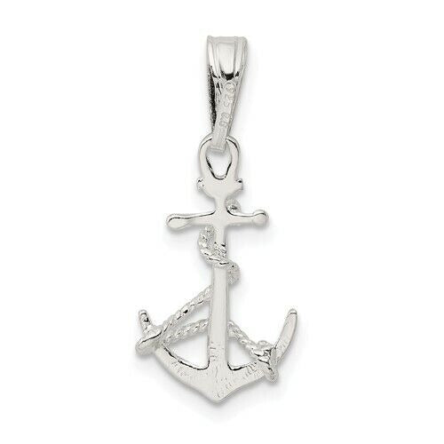 Sterling Silver Anchor & Rope Pendant 25mm Length 925 Metal Nautical