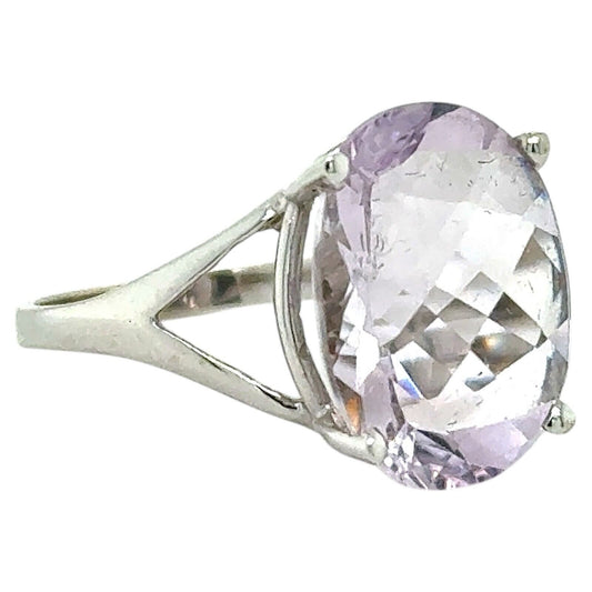 8.70ct Brazilian Rose Quartz Solitaire 14k White Gold Ring Size 7.25