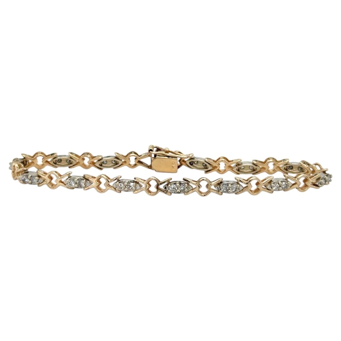 3/4ctw Diamond Tennis 7" 14k Yellow & White Gold Bracelet 9.5g