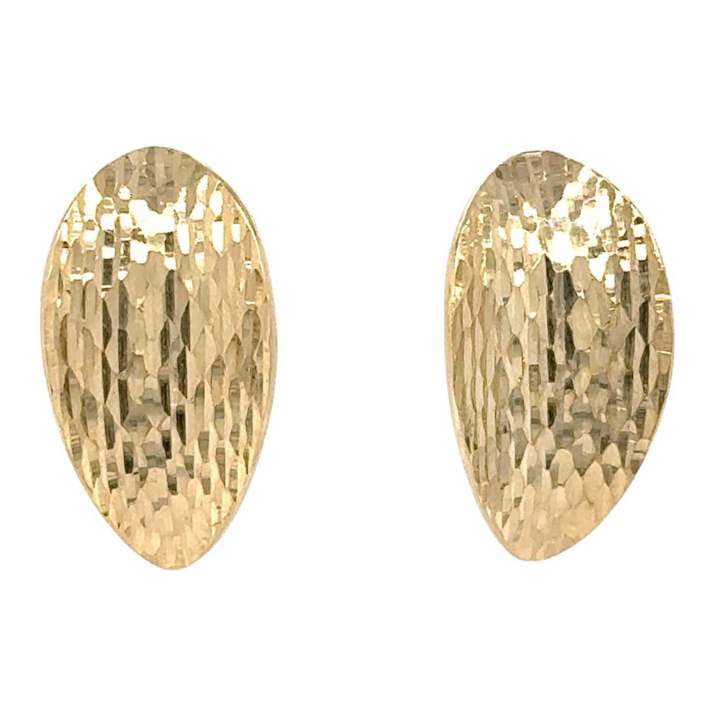 14k Yellow Gold Etched Leaf Huggie Earrings 2.4g