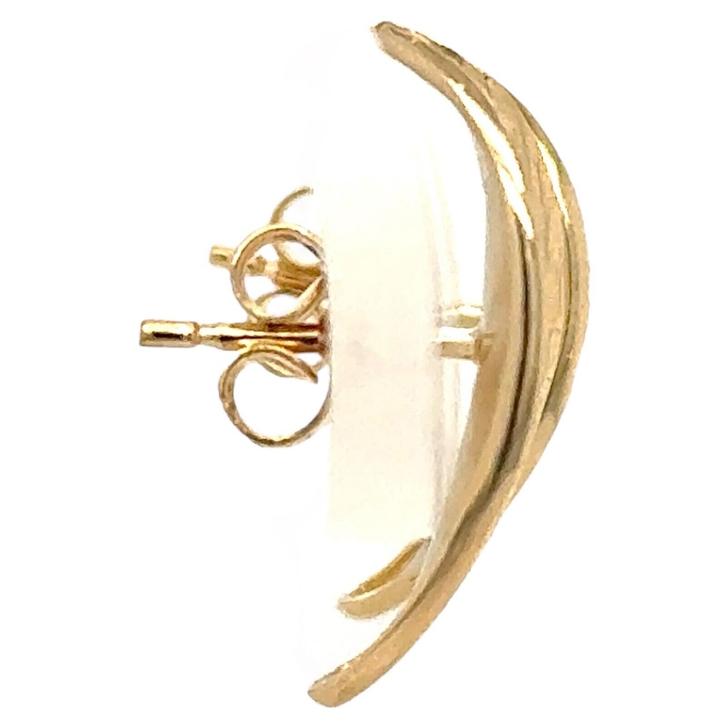 14k Yellow Gold Etched Leaf Huggie Earrings 2.4g