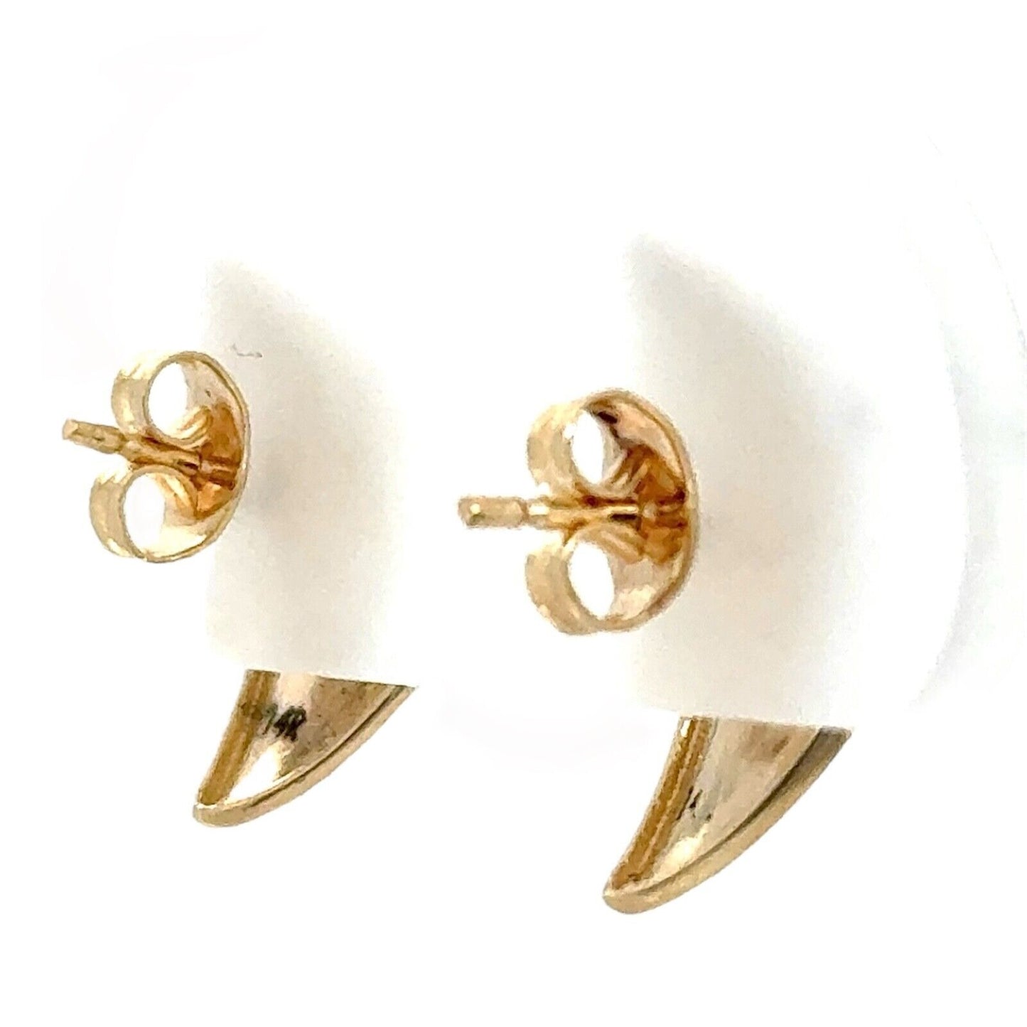 14k Yellow Gold Etched Leaf Huggie Earrings 2.4g