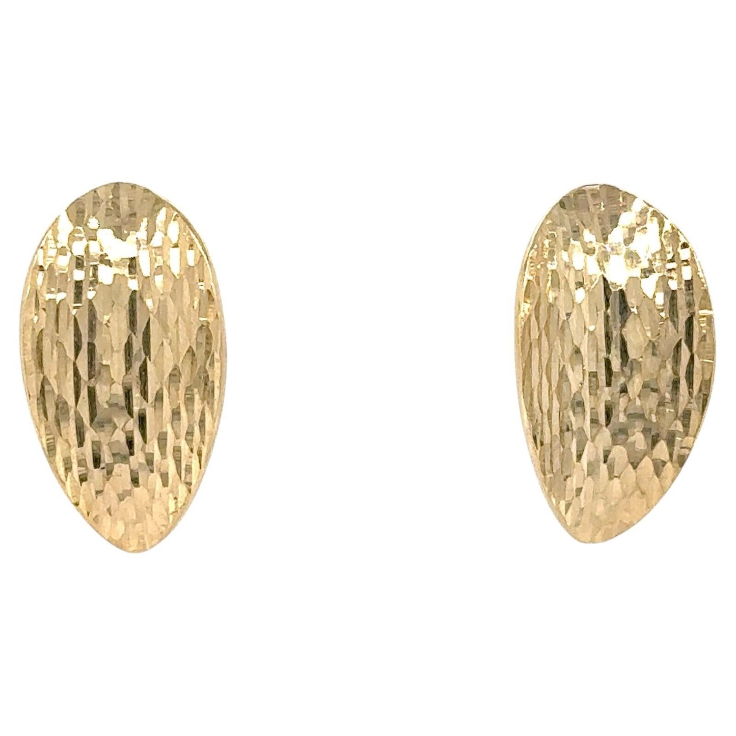14k Yellow Gold Etched Leaf Huggie Earrings 2.4g