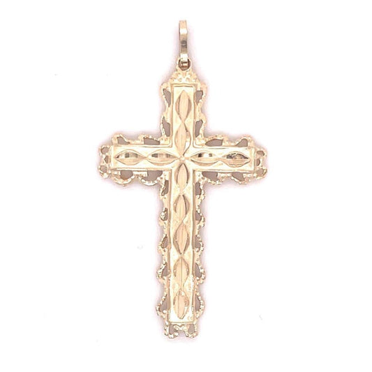 Etched Cross Pendant Real Solid 14K Gold 1.5g