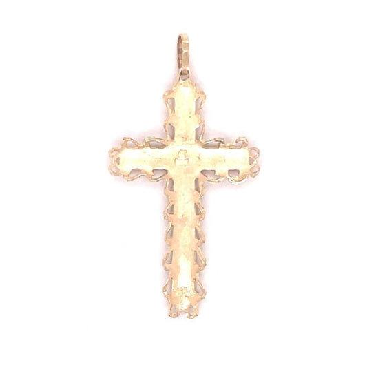 Etched Cross Pendant Real Solid 14K Gold 1.5g
