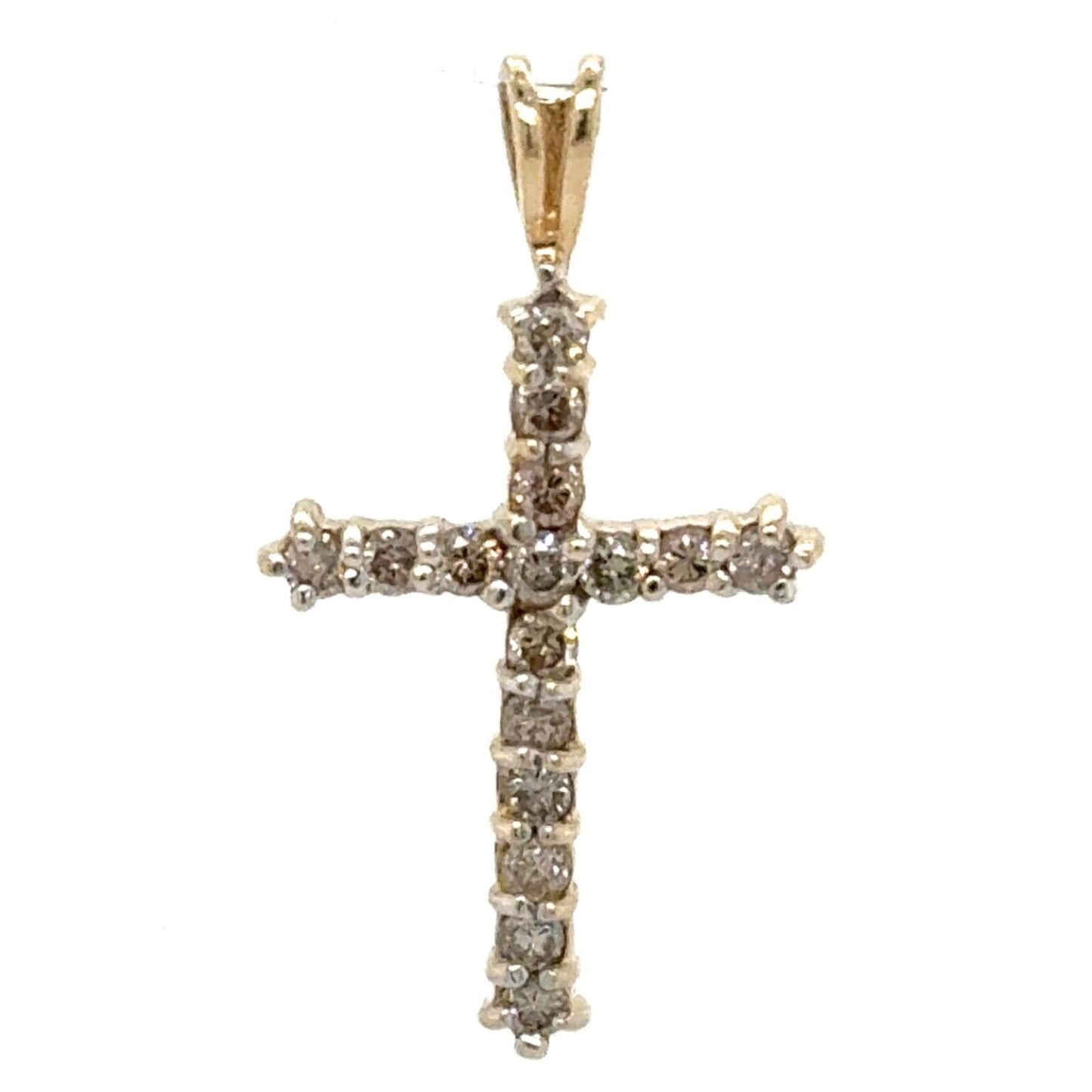1/3ctw Diamond 10k Yellow Gold Cross Pendant 1.4g