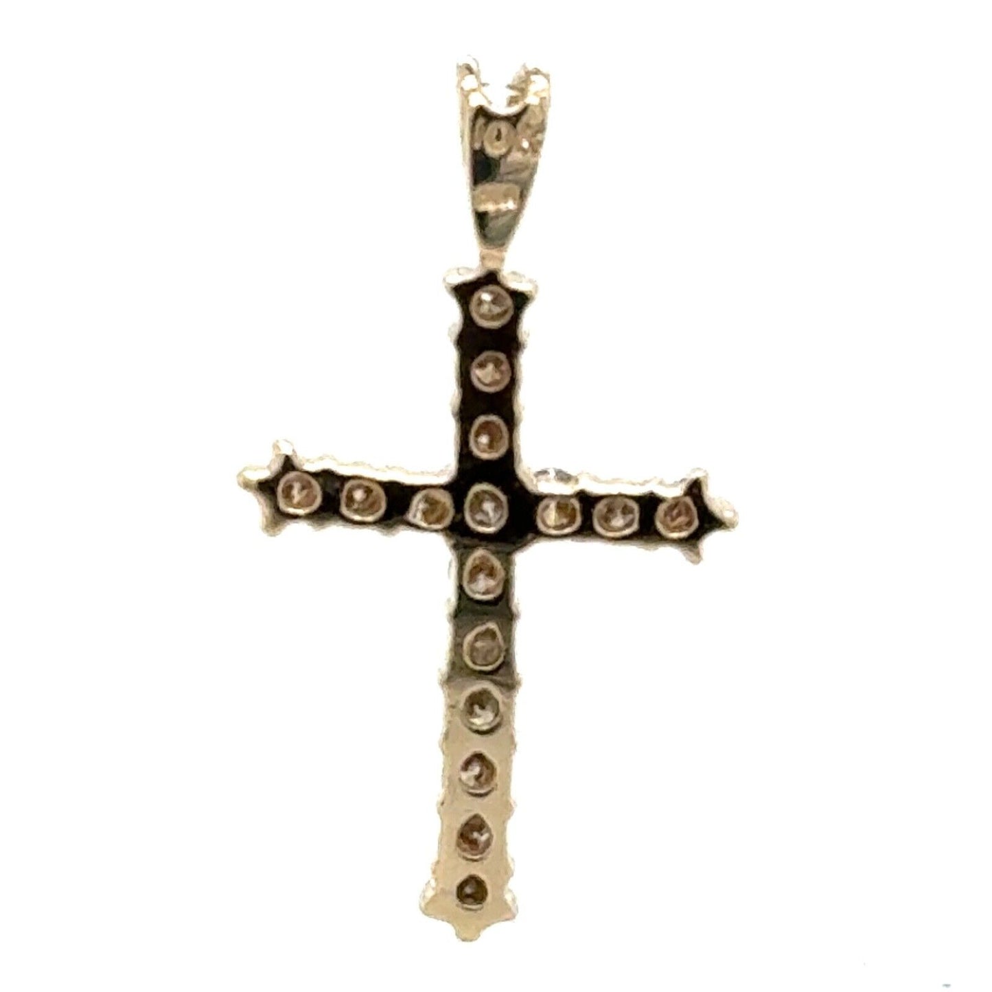 1/3ctw Diamond 10k Yellow Gold Cross Pendant 1.4g
