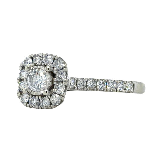 0.40ctw Lab Grown Diamond 10k White Gold Halo Ring 2.2g Size 6.75