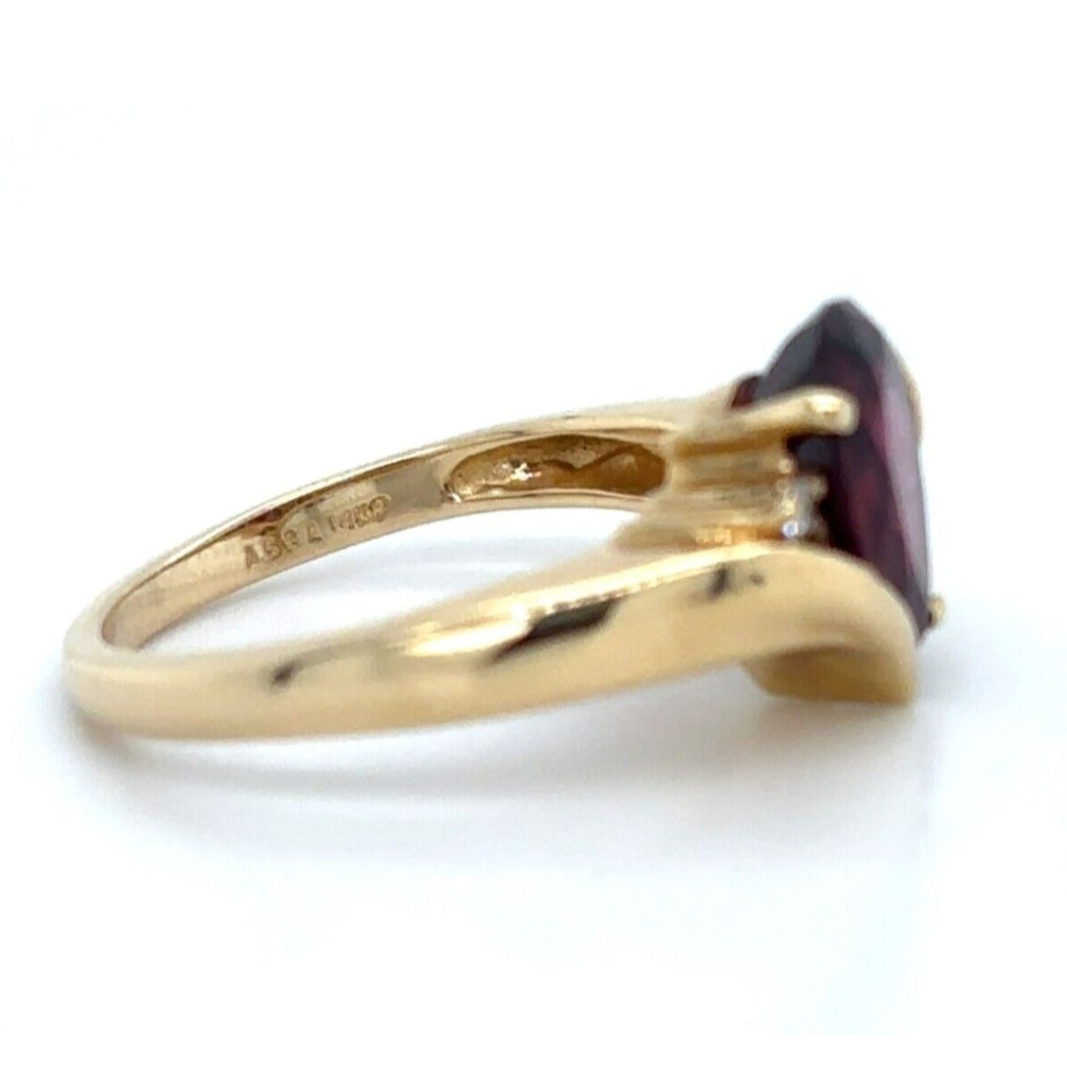 14k Yellow Gold Amethyst Solitaire Size 6.25 Ring with Diamond Accents 4.0g