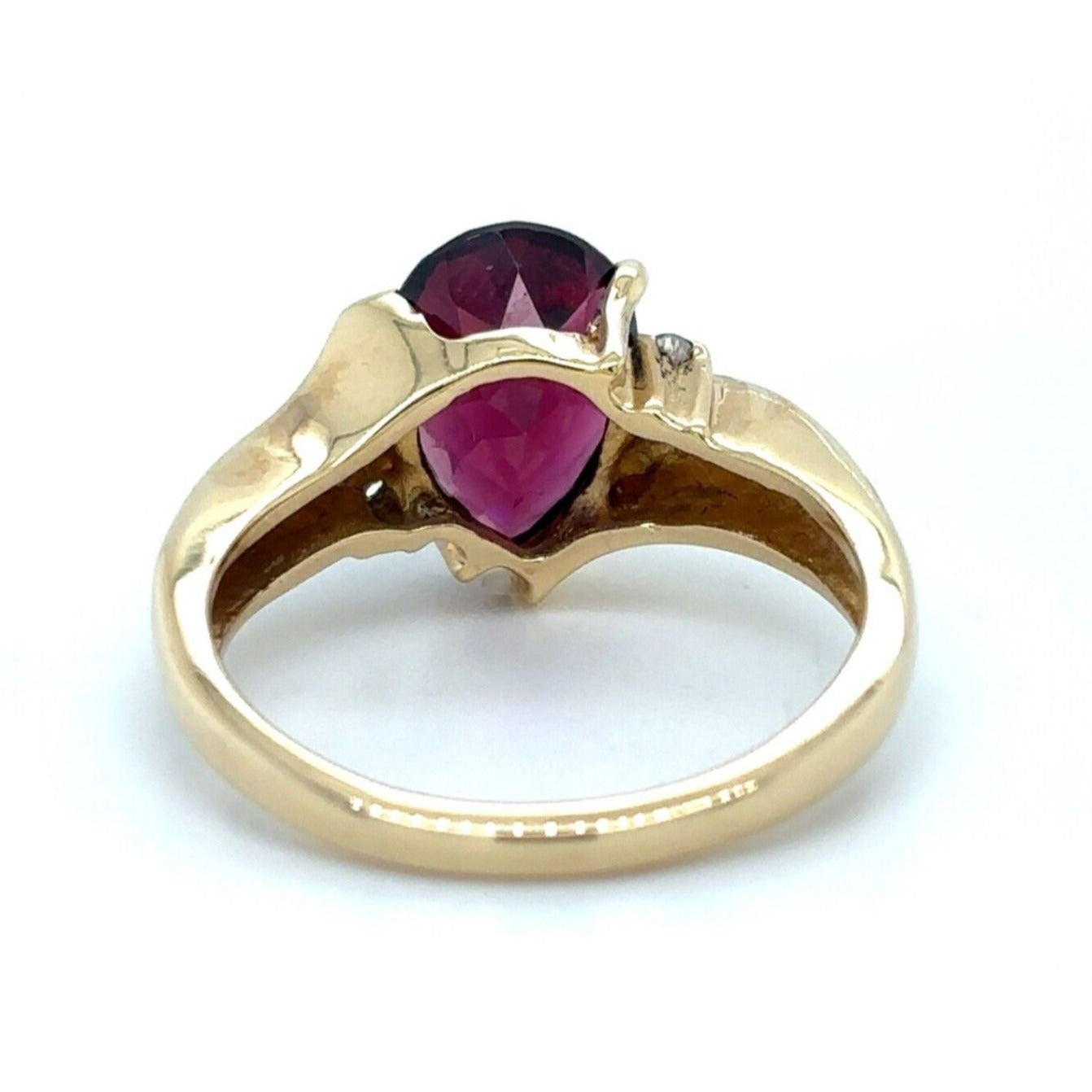 14k Yellow Gold Amethyst Solitaire Size 6.25 Ring with Diamond Accents 4.0g