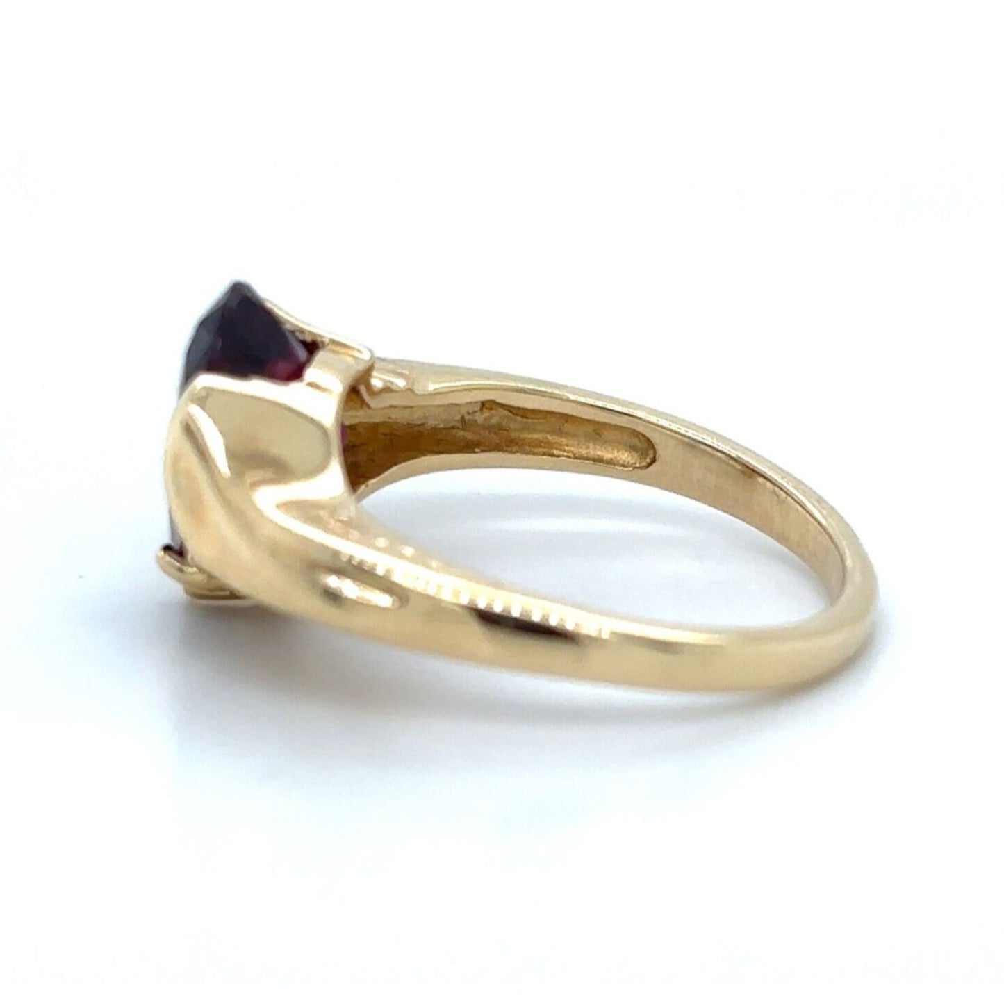 14k Yellow Gold Amethyst Solitaire Size 6.25 Ring with Diamond Accents 4.0g