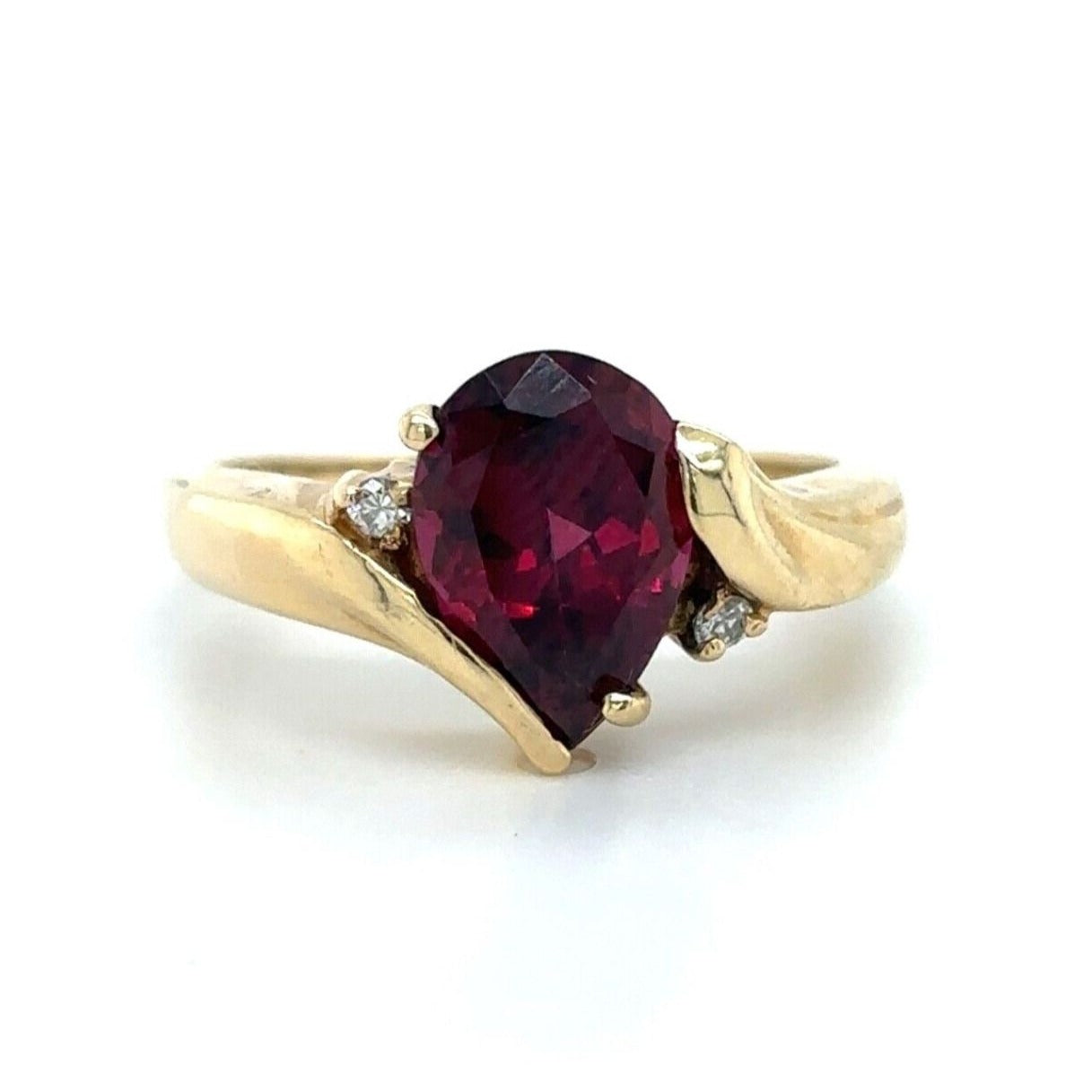 14k Yellow Gold Amethyst Solitaire Size 6.25 Ring with Diamond Accents 4.0g