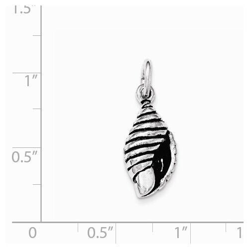 Sterling Silver Antiqued Spiral Shell Pendant 925