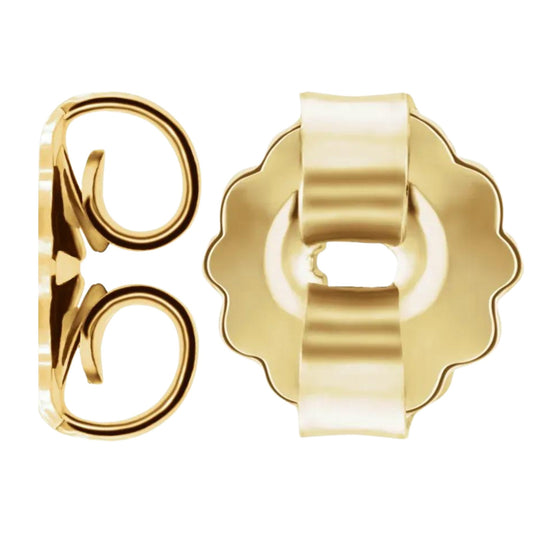 14k Yellow Gold Push On Screw Off Earring Back with 5.2 mm Pad (Set of 2)