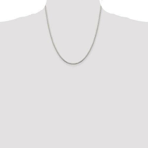 Sterling Silver Diamond-Cut Box Chain Necklace 20 Inch x 2mm 925