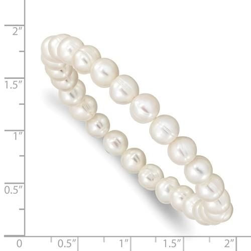 Freshwater Cultured Pearl Stretch Bracelet 6-7mm White