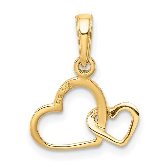 14K Yellow Gold Polished Intertwined Double Heart Pendant