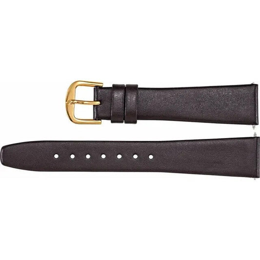 Ladies 12 mm Long Black Leather Flat Calf Watch Band