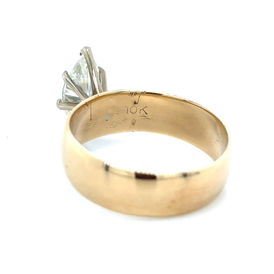 Marquise Moissanite Solitaire 10k Yellow Gold Size 6.75 Ring 3.7g