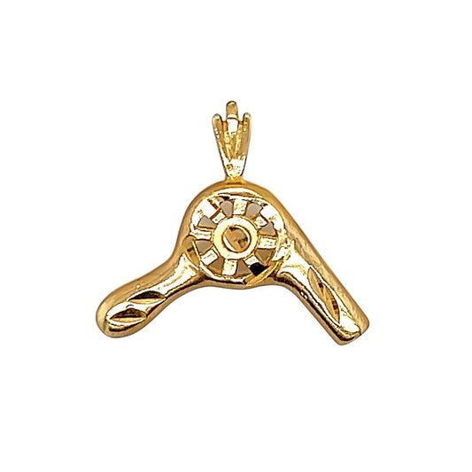 14K Gold Hair Dryer Blow Dryer Design Pendant 1.1g