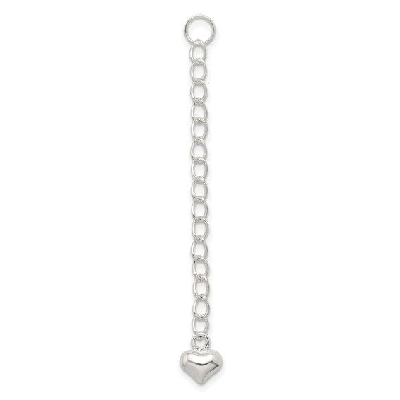 2 Inch Sterling Silver Extender Heart & Drop Accents