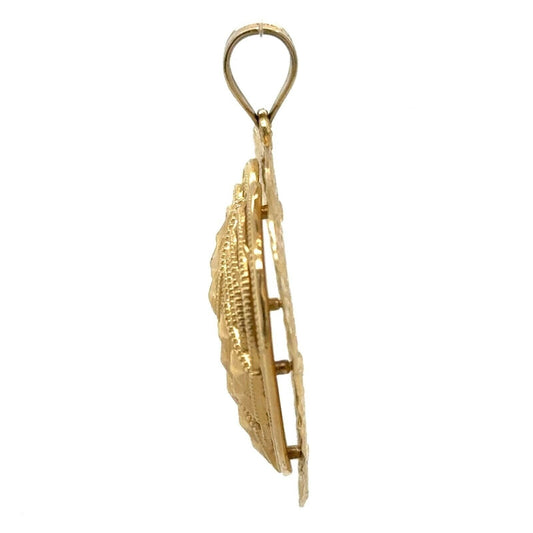 14k Yellow Gold Filigree Heart Pendant 5.6g