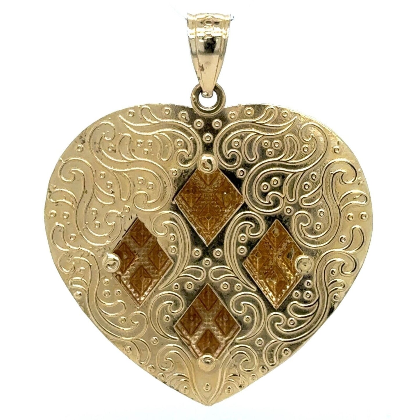 14k Yellow Gold Filigree Heart Pendant 5.6g