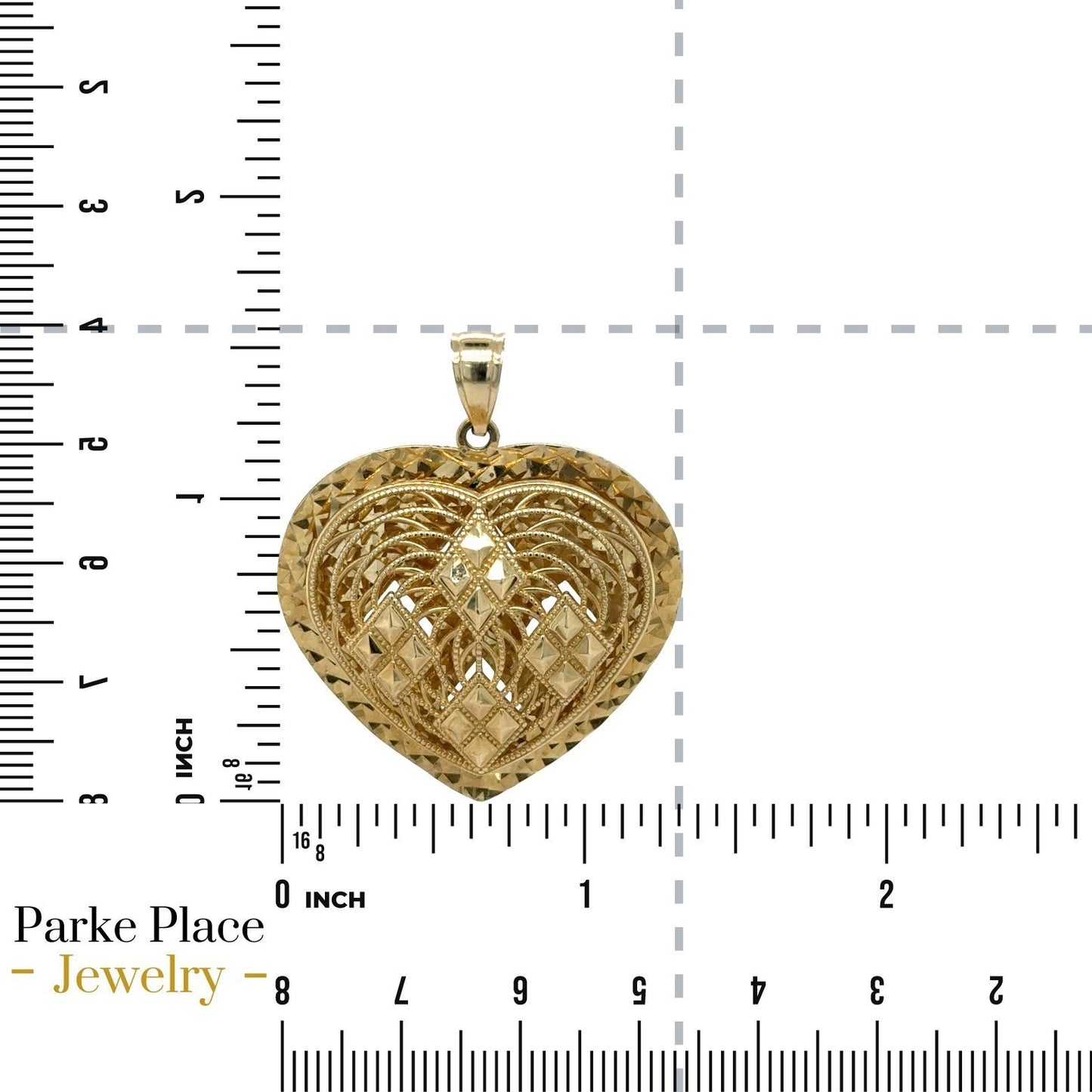 14k Yellow Gold Filigree Heart Pendant 5.6g