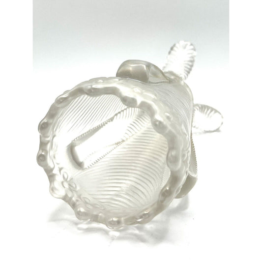 Vintage Carnival Glass Clear Iridescent Vase With Scalloped Rim & Intricate Swirl Design