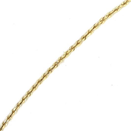 14K Gold Rope Chain Bracelet 8" inch Lobster Clasp 2.2g