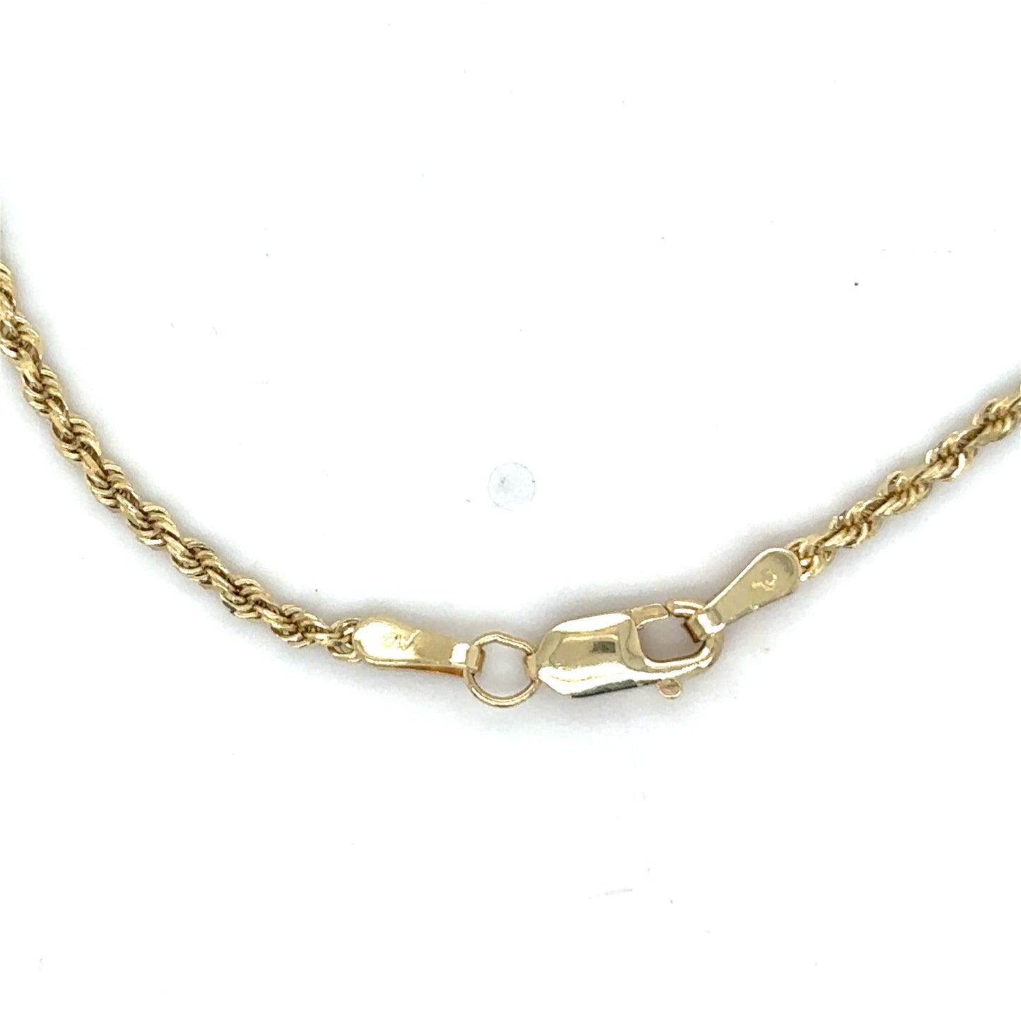 14K Gold Rope Chain Bracelet 8" inch Lobster Clasp 2.2g