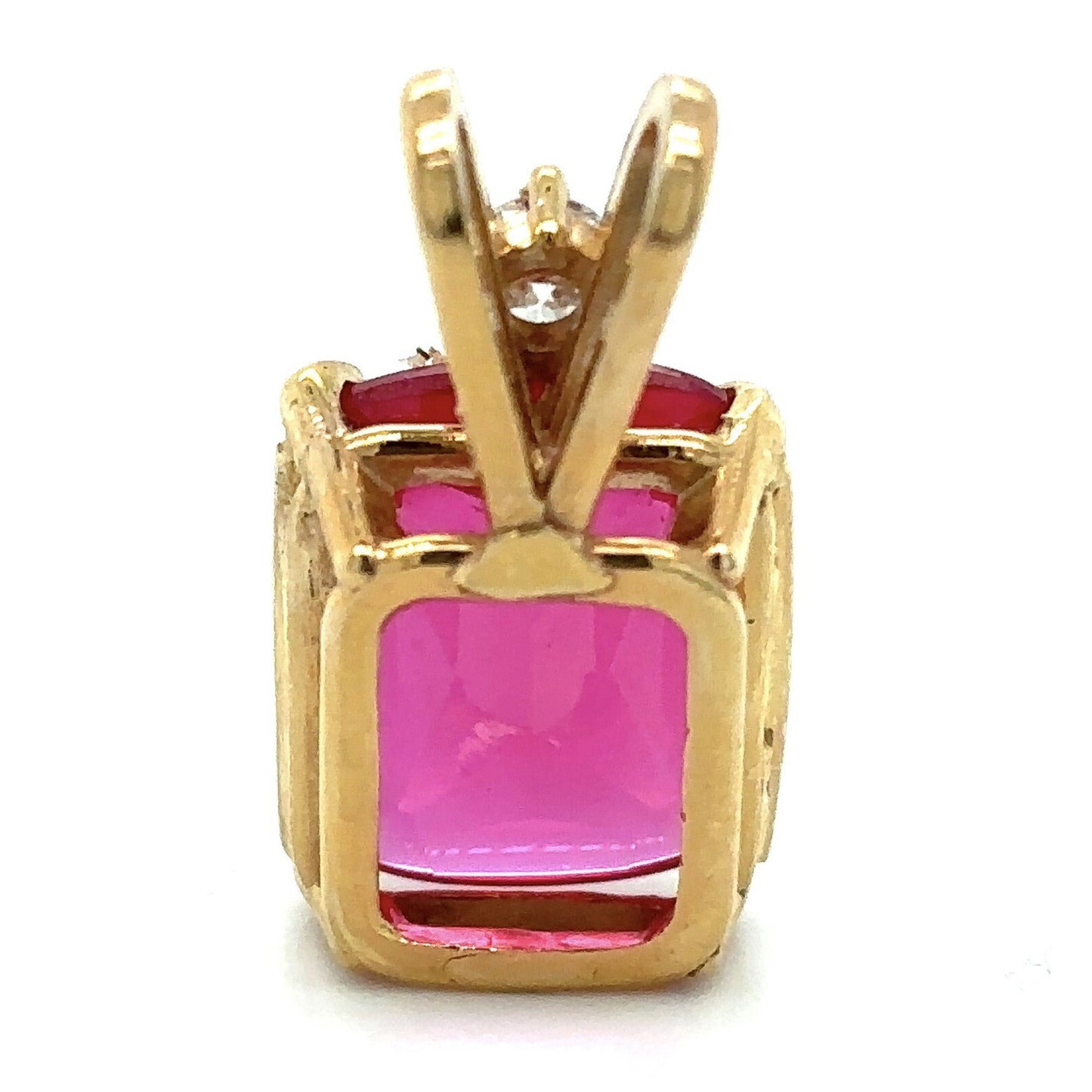 14K Yellow Gold Pendant With Synthetic Ruby & Diamond Accent 2.7g
