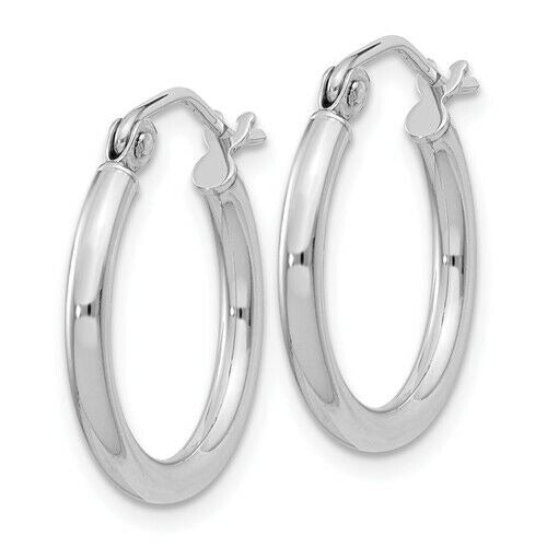 Sterling Silver Rhodium-Plated 2mm Round Hoop Earrings