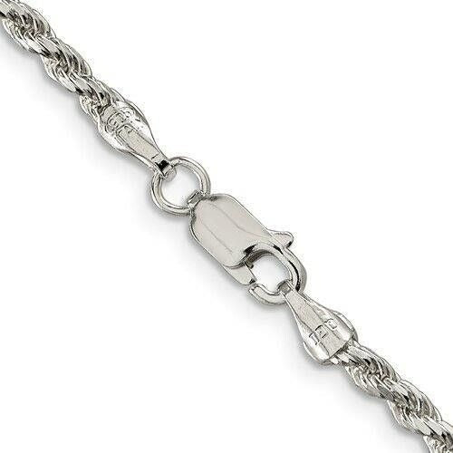 Sterling Silver 2.75mm Diamond-Cut Rope Chain Necklace 24 Inches