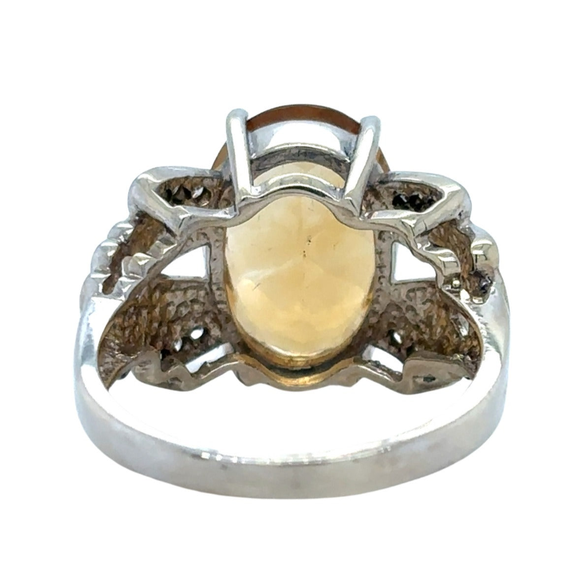 14k White Gold 5.48ct Citrine & Diamond Ring 6.2g Size 7