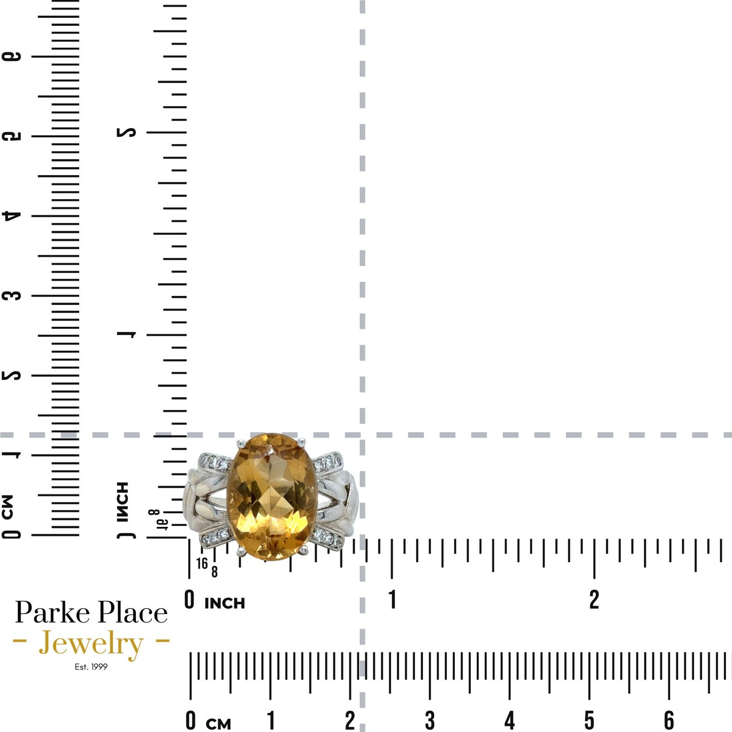 14k White Gold 5.48ct Citrine & Diamond Ring 6.2g Size 7
