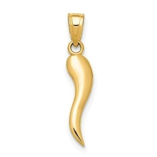 14k Yellow Gold Italian Horn Pendant Charm