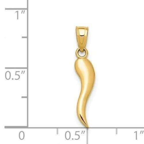 14k Yellow Gold Italian Horn Pendant Charm