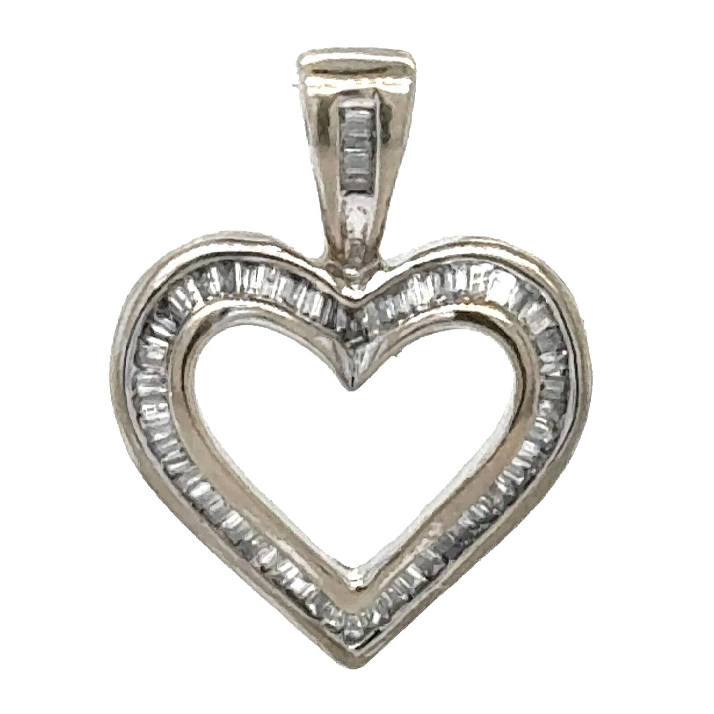1/2ctw Diamond 10k White Gold Heart Pendant 1.9g