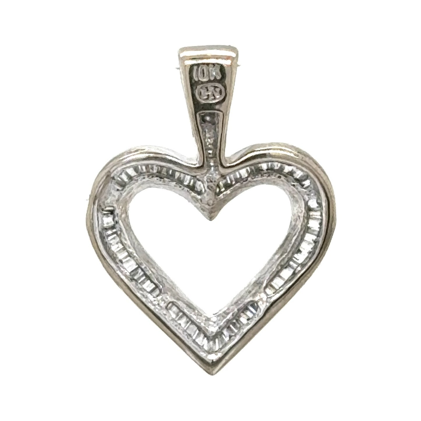 1/2ctw Diamond 10k White Gold Heart Pendant 1.9g