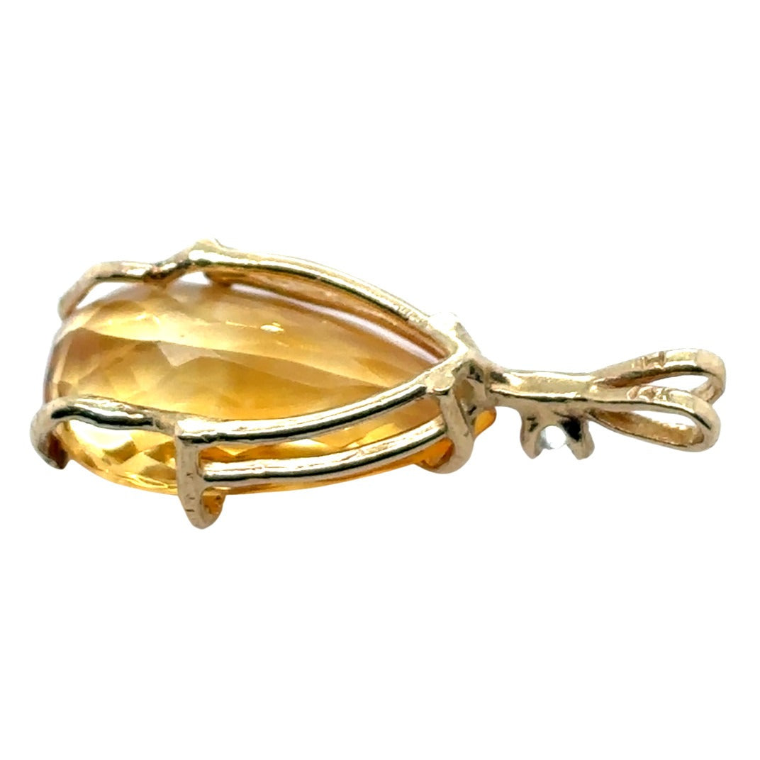 14k Yellow Gold Citrine & Diamond Pendant 3.0g