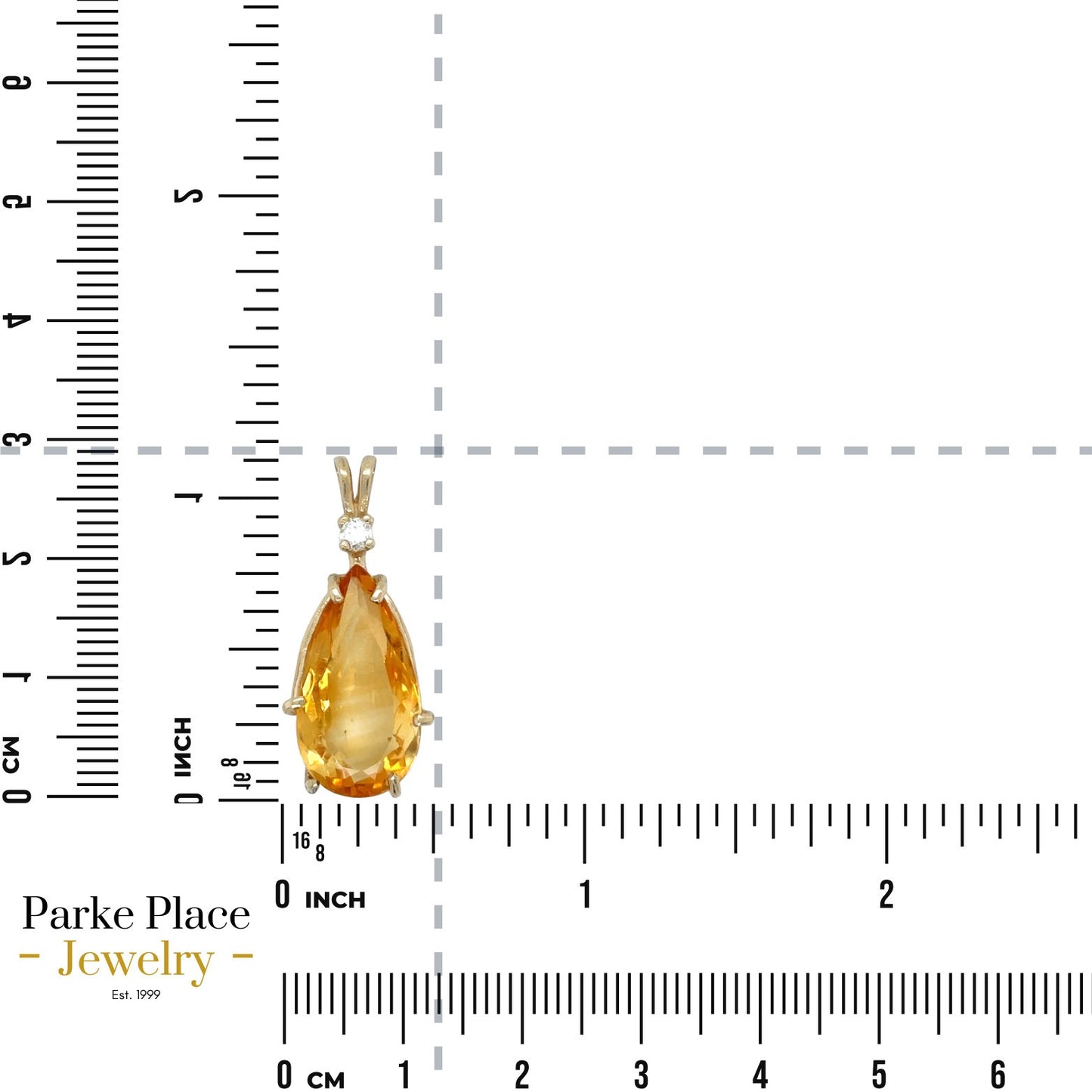 14k Yellow Gold Citrine & Diamond Pendant 3.0g