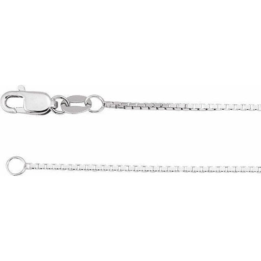 1 mm Box 18 inch Chain Necklace 10k White Gold