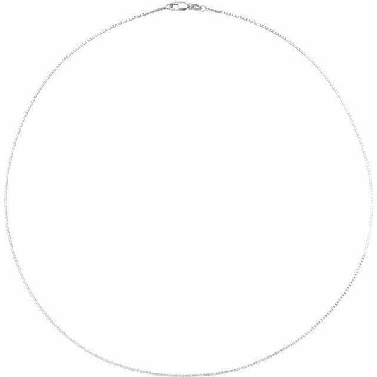 1 mm Box 18 inch Chain Necklace 10k White Gold