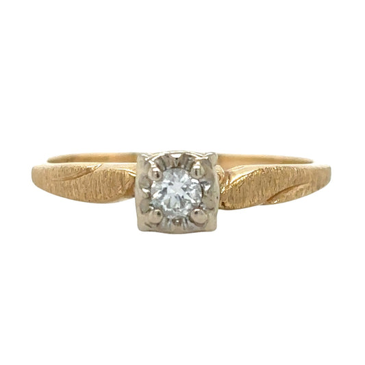 14k Yellow Gold 1/10ctw Diamond Size 6.75 Ring 1.9g